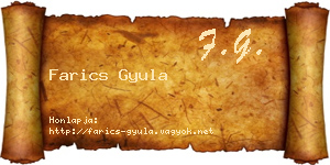Farics Gyula névjegykártya